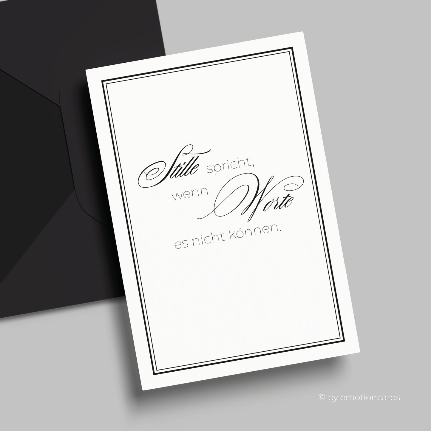 Elegante Trauerkarte (Klappkarte) | Beileidskarte | mit Rahmen | Premium-Karton | Inkl. Umschlag | Große Karte (115mm x 170mm)