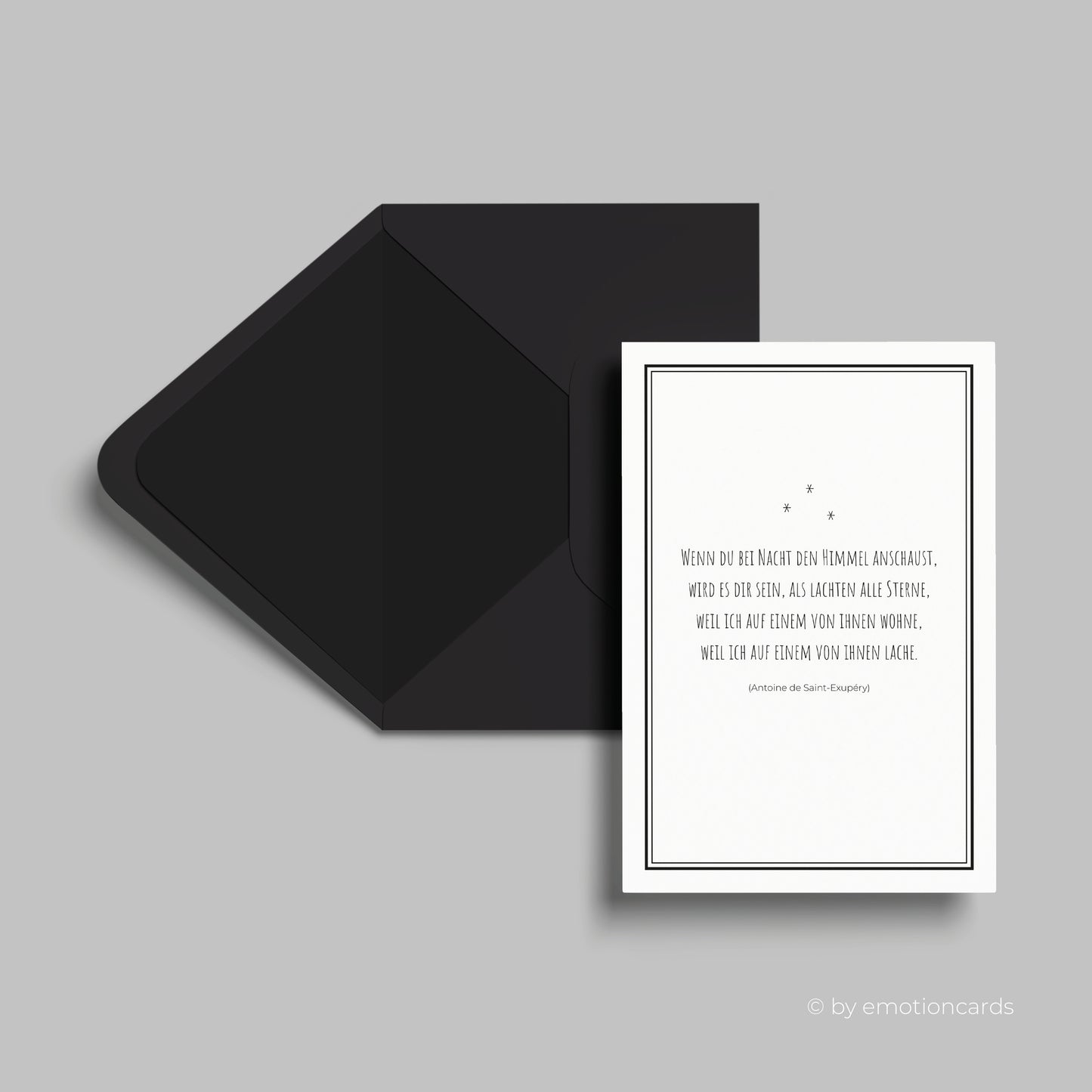 Elegante Trauerkarte (Klappkarte) | Beileidskarte | mit Rahmen | Premium-Karton | Inkl. Umschlag | Große Karte (115mm x 170mm)