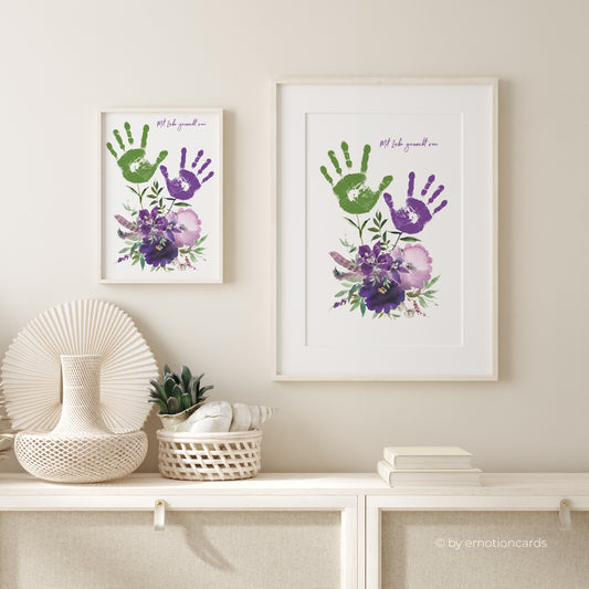 DIY Handabdruck | Blumen lila grün