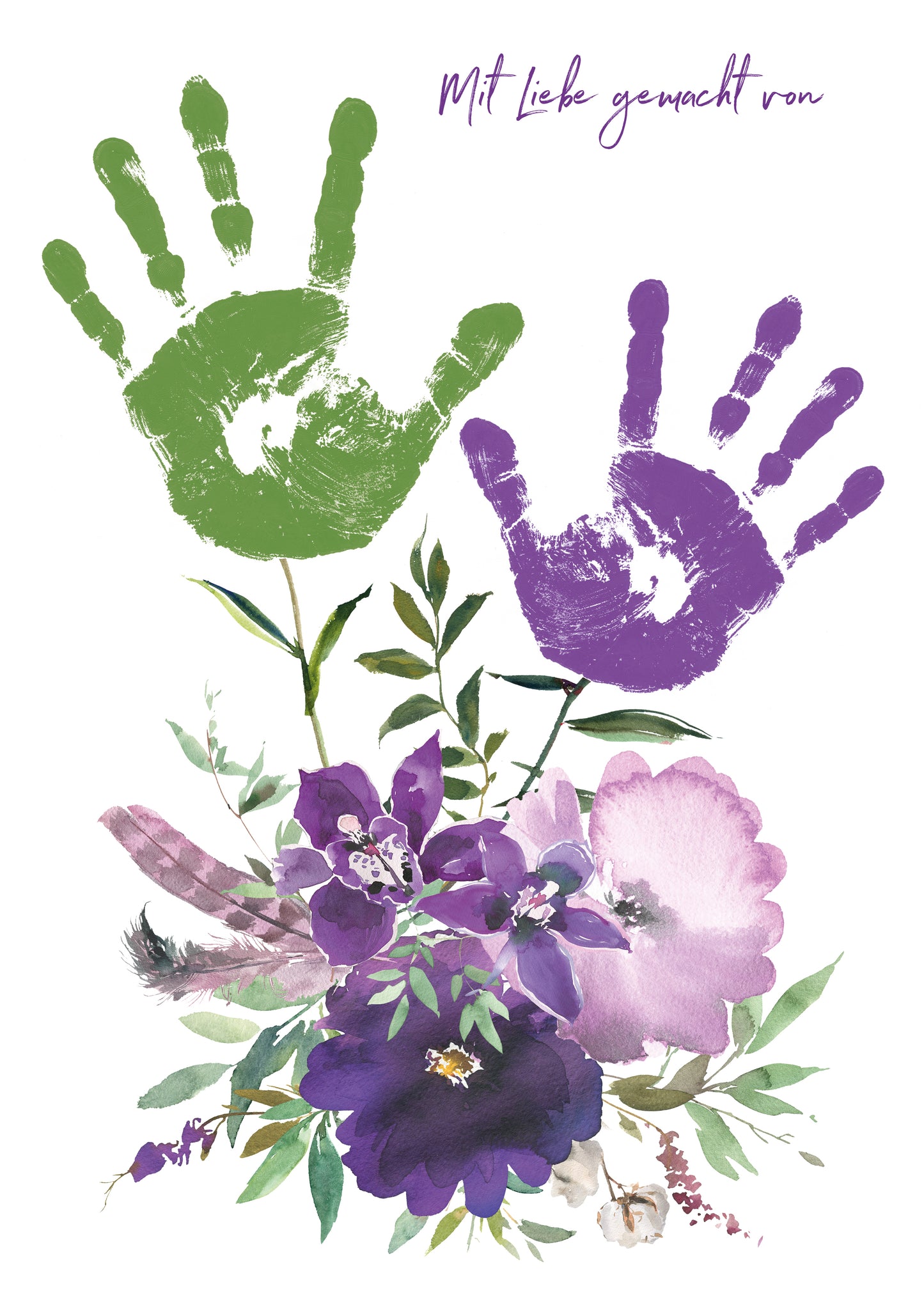 DIY Handabdruck | Blumen lila grün