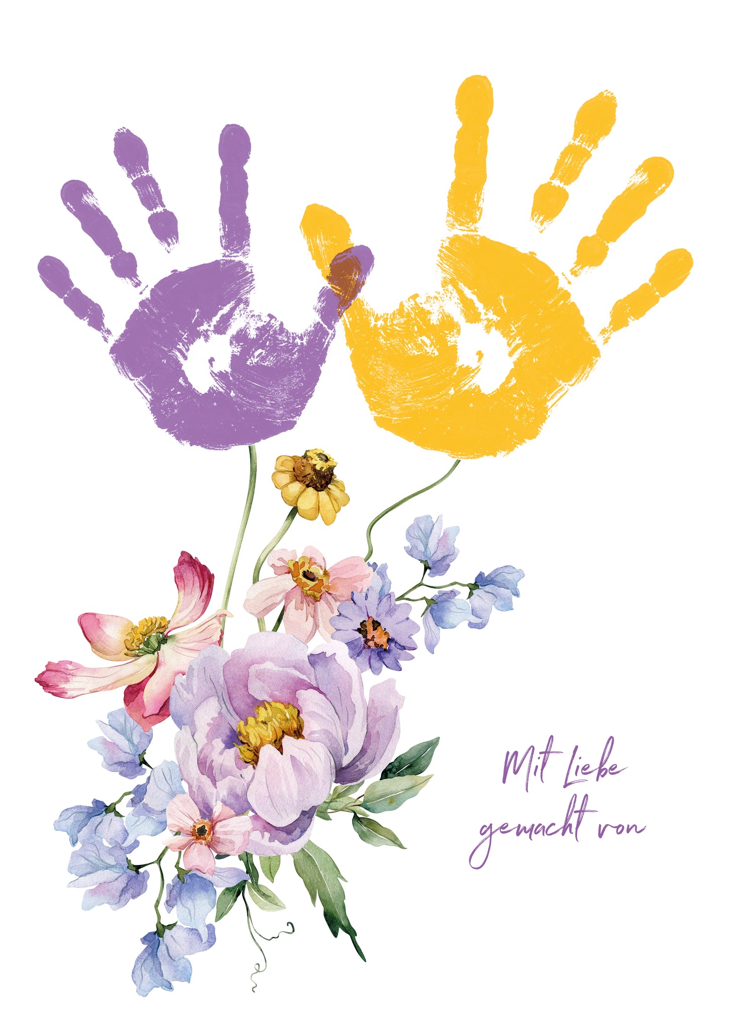 DIY Handabdruck | Sommerbouquet in gelb & lila
