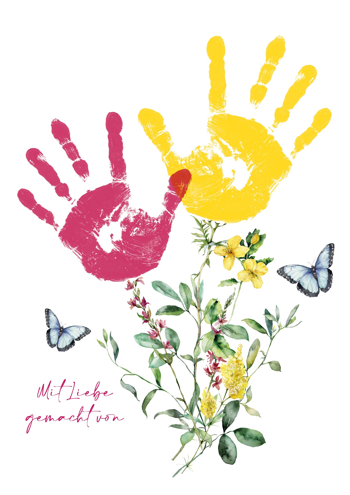 DIY Handabdruck | Wildblumen gelb mit Schmetterling