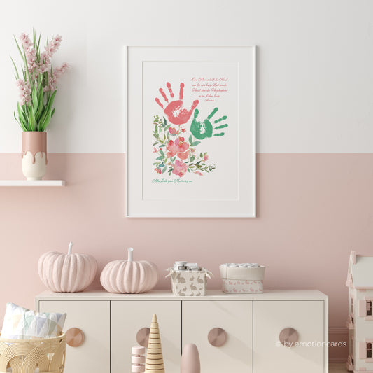 DIY Handabdruck zum Muttertag | Pastell Blumen rosa & mint