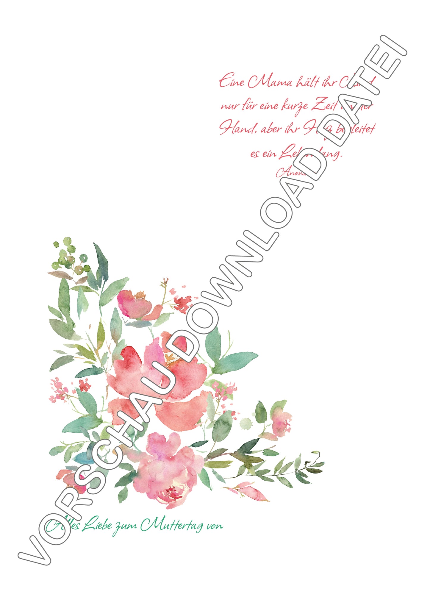 DIY Handabdruck zum Muttertag | Pastell Blumen rosa & mint