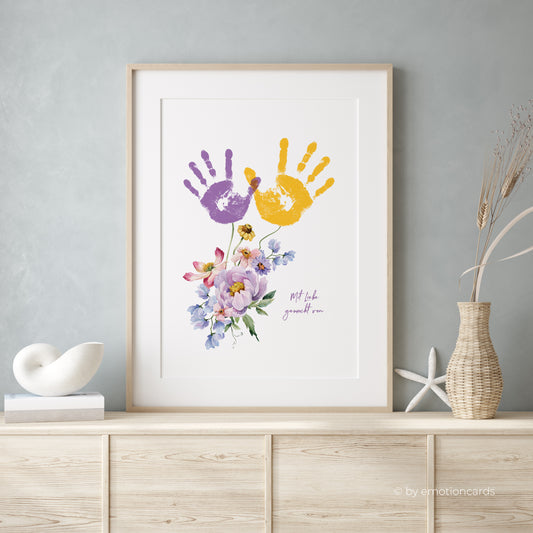DIY Handabdruck | Sommerbouquet in gelb & lila