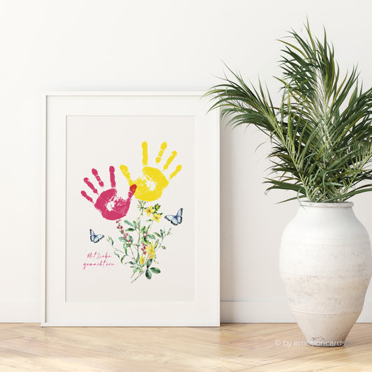 DIY Handabdruck | Wildblumen gelb mit Schmetterling