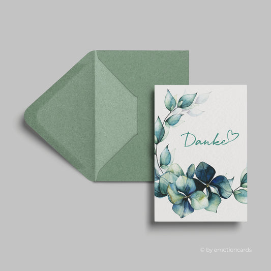 Schöne Dankeskarte | Danke mit Veilchenkranz und Herz