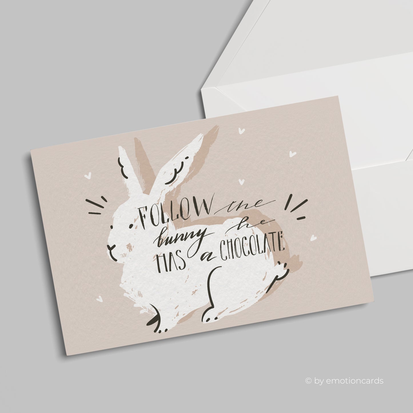 SALE | Moderne Osterkarte (Klappkarte) | Follow the Bunny | Premium-Karton | Inkl. Umschlag | Große Karte (115mm x 170mm)