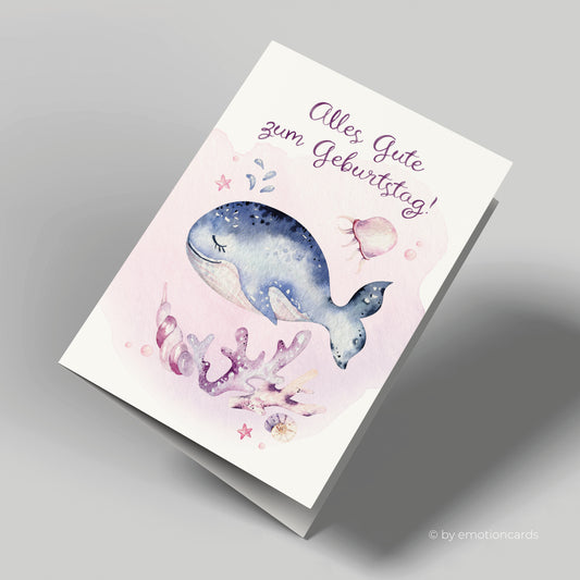 Geburtstagskarte | Alles Gute zum Geburtstag | Niedlicher kleiner Baby Wal