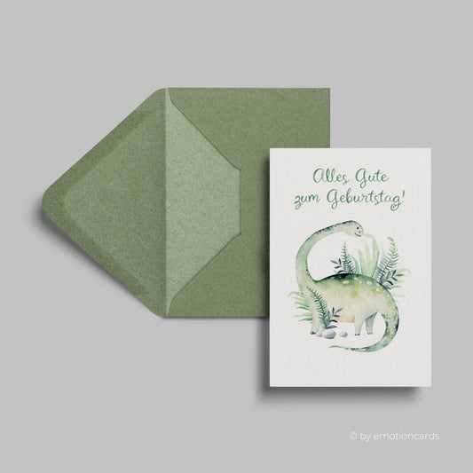 Geburtstagskarte | Alles Gute zum Geburtstag | Niedlicher Brachiosaurus