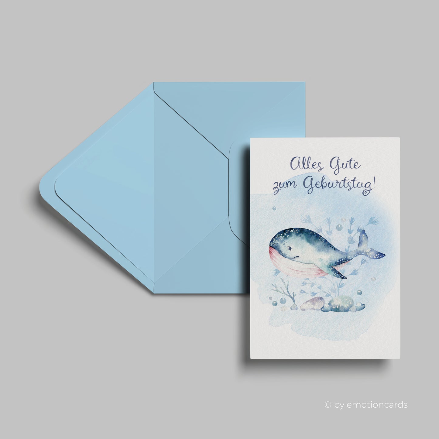 Geburtstagskarte | Alles Gute zum Geburtstag | Süßer Baby Wal in blau