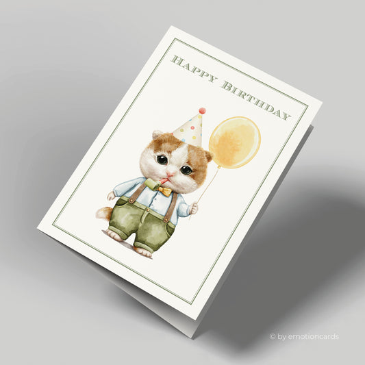 Geburtstagskarte | Party Kätzchen mit Luftballon