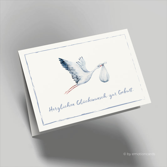Geburtskarte | Storch bringt Baby | Junge