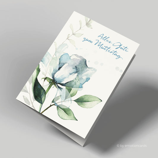 Schöne Muttertagskarte (Klappkarte) | Alles Gute zum Muttertag | blaue Rose | Premium-Karton | Inkl. Umschlag | Große Karte (115mm x 170mm)