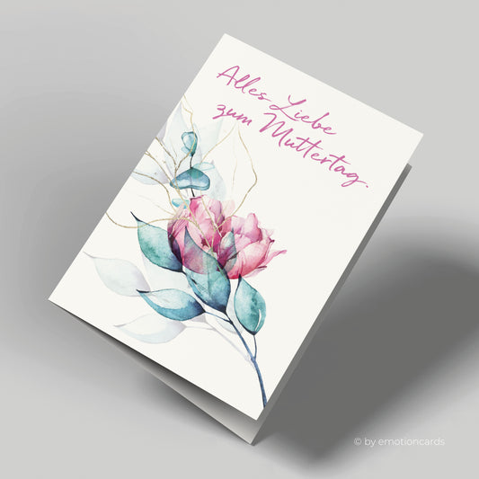 Muttertagskarte | Rosa Pfingstrose | Alles Liebe zum Muttertag.