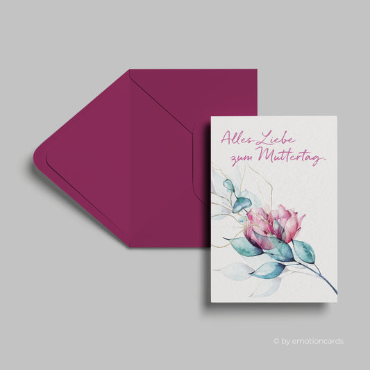 Muttertagskarte | Rosa Pfingstrose | Alles Liebe zum Muttertag.