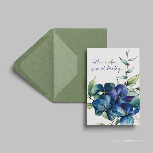 Muttertagskarte | Blaues Veilchen | Alles Liebe zum Muttertag.