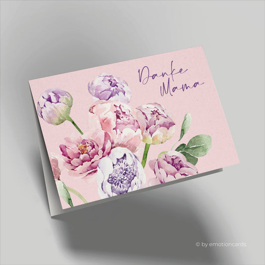 Muttertagskarte | Danke Mama lila, rosa & flieder