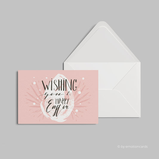 SALE | Moderne Osterkarte (Klappkarte) | Wishing you a happy easter | Premium-Karton | Mit Umschlag | Große Karte (115mm x 170mm)