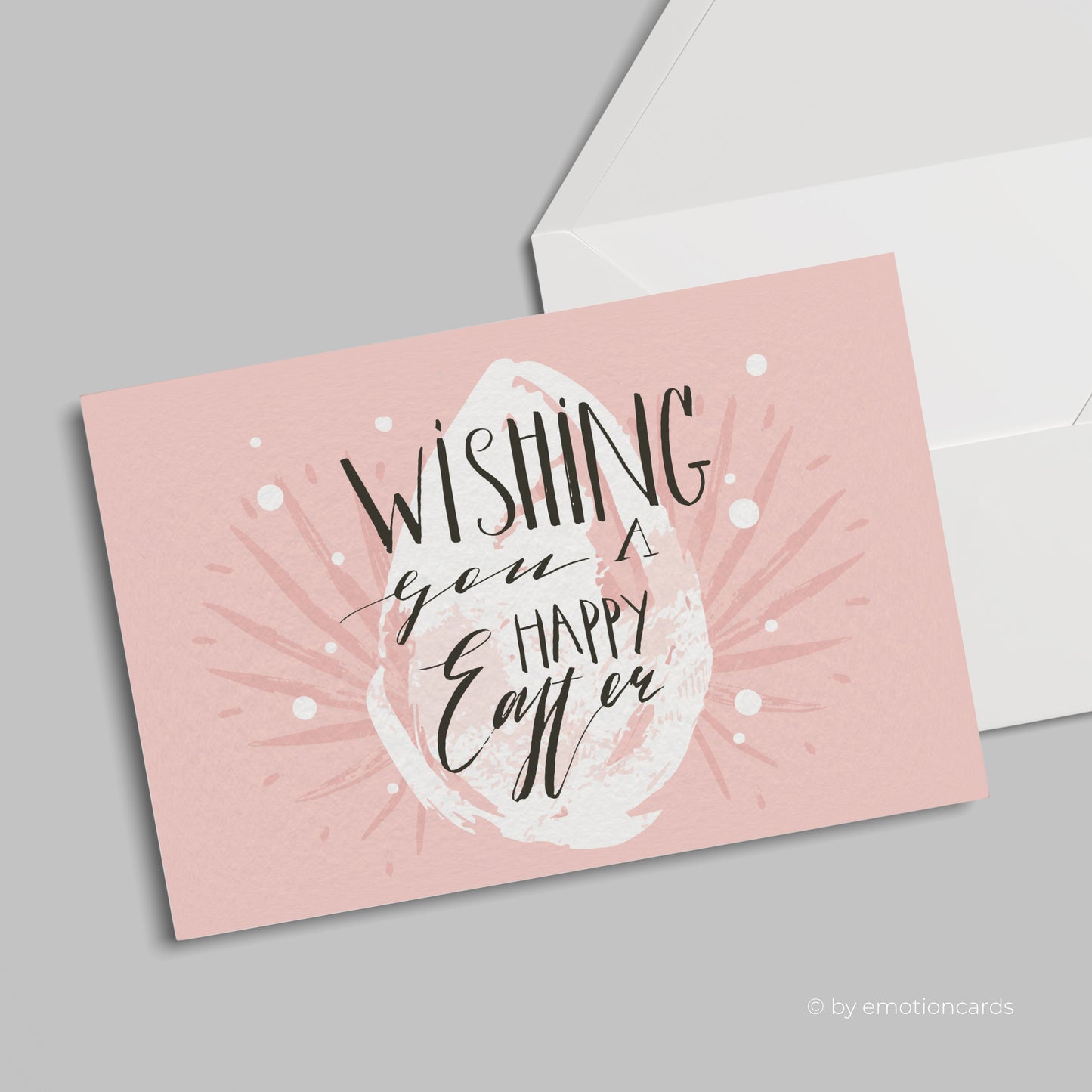 SALE | Moderne Osterkarte (Klappkarte) | Wishing you a happy easter | Premium-Karton | Mit Umschlag | Große Karte (115mm x 170mm)