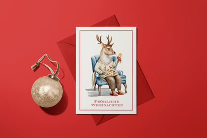 Weihnachtskarten Set | Niedliche Weihnachtstiere Aquarell 3
