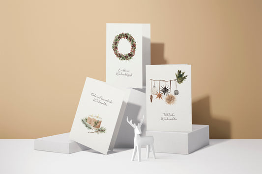 Weihnachtskarten Set | Zweige schlicht & klassisch