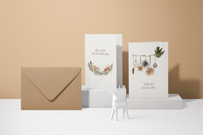 Weihnachtskarten Set | Zweige schlicht & klassisch