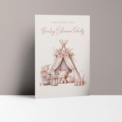 zelt einladung 5x/10x Einladungskarten zur Baby Shower Party | Babyparty für Mädchen