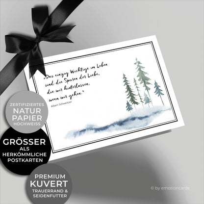 Elegante Trauerkarte (Klappkarte) | Beileidskarte | mit Rahmen | Premium-Karton | Inkl. Umschlag | Große Karte (170mm x 115mm)