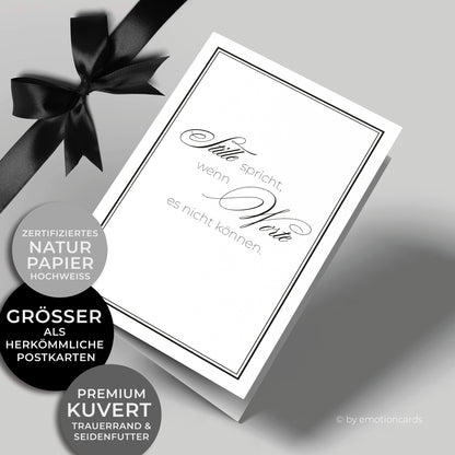 Elegante Trauerkarte (Klappkarte) | Beileidskarte | mit Rahmen | Premium-Karton | Inkl. Umschlag | Große Karte (115mm x 170mm)
