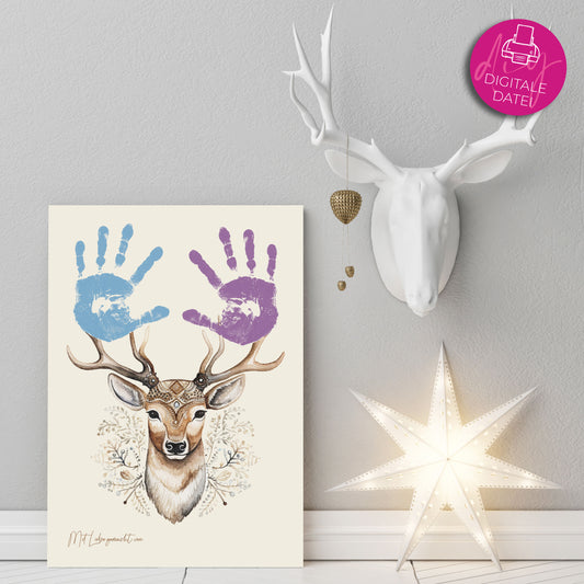 DIY Kinder Handabdruck zu Weihnachten | Hirsch