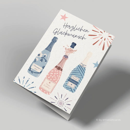 Geburtstagskarte | Herzlichen Glückwunsch 3 Champagnerflaschen
