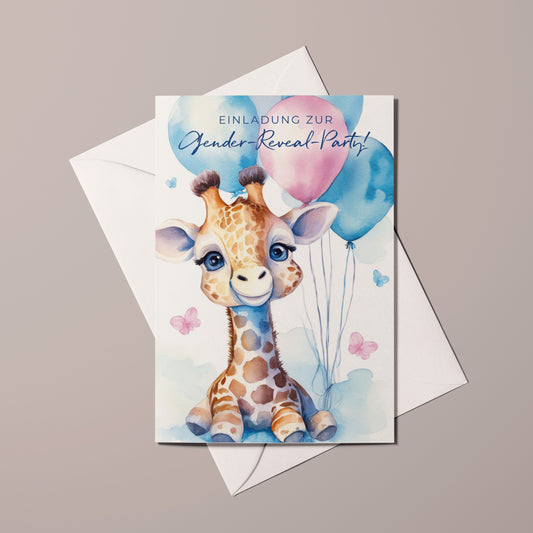 Einladungskarten Gender Reveal Party | Baby Geschlecht Enthüllung | Premium-Karton | Große Karte (115mm x 170mm)