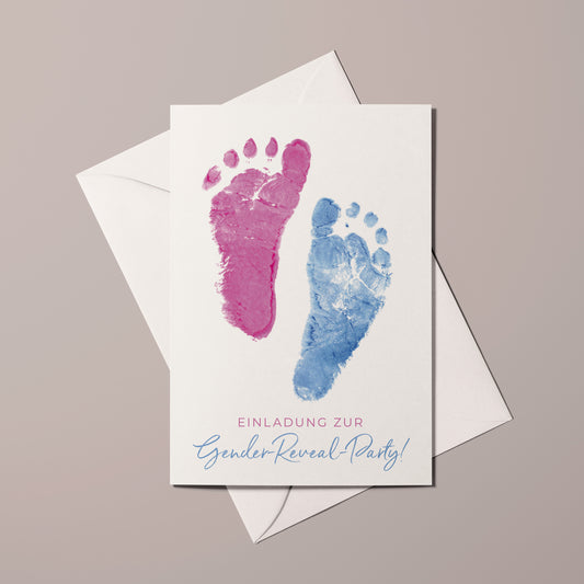 Einladungskarten Gender Reveal Party | Baby Geschlecht Enthüllung | Premium-Karton | Große Karte (115mm x 170mm)