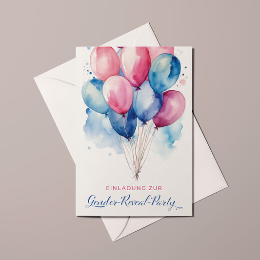 Einladungskarten Gender Reveal Party | Baby Geschlecht Enthüllung | Premium-Karton | Große Karte (115mm x 170mm)