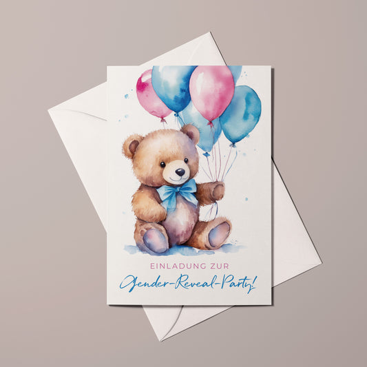 Einladungskarten zur Gender Reveal Party | Baby Geschlecht Enthüllung | Premium-Karton | Große Karte (115mm x 170mm)