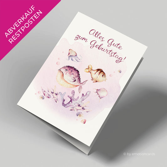 Geburtstagskarte | Kugelfisch & Koralle rosa