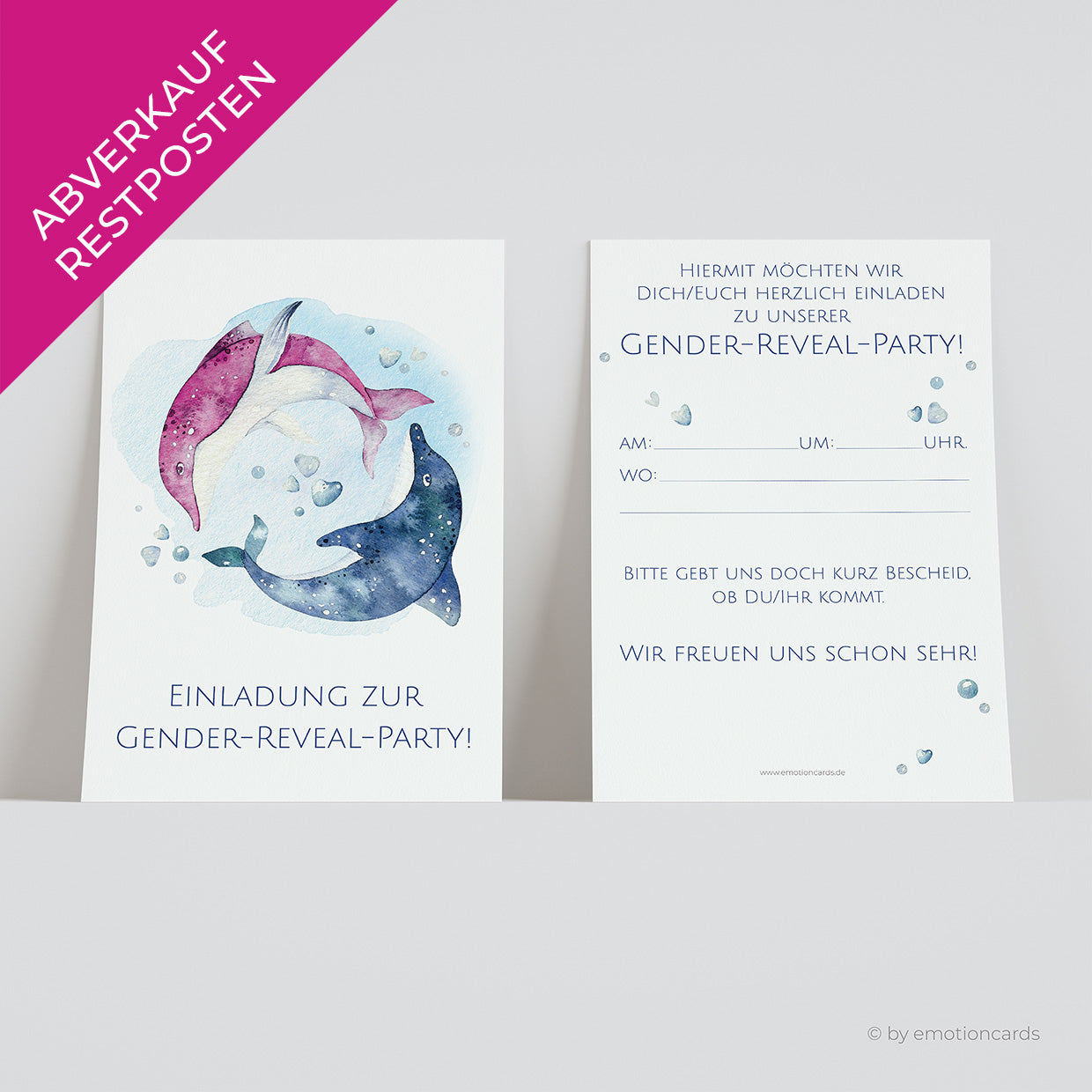 SALE | Einladungskarte Gender Reveal Party | springende Delphine - Vorlage