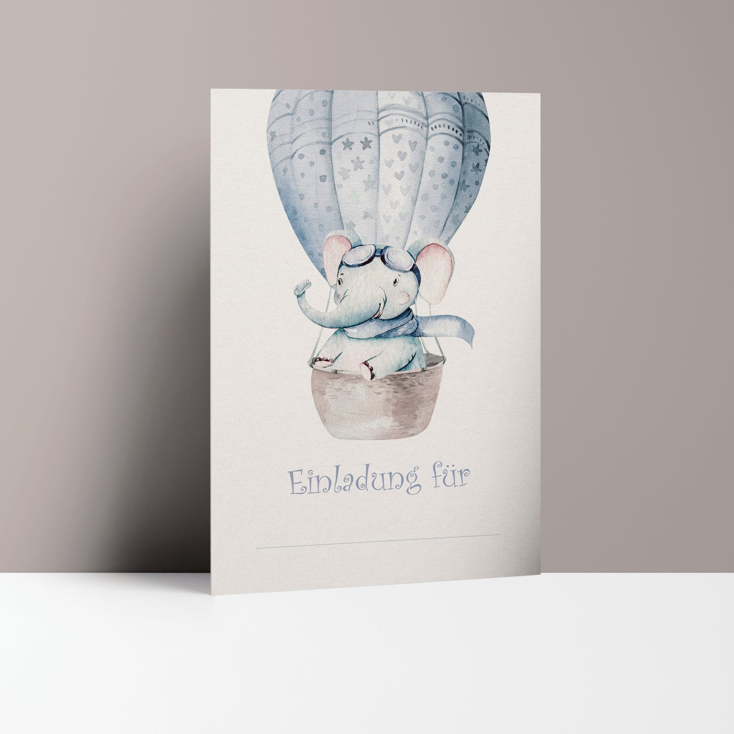 5x/10x Einladungskarten zum Kindergeburtstag | Süßer Elefant im Heißluftballon | Premium-Karton | Große Karte (115mm x 170mm)
