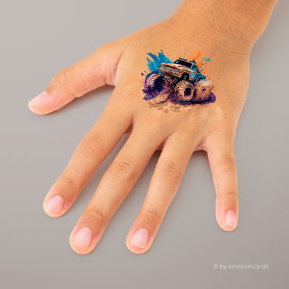 96 tolle hautfreundliche Tattoos für Kinder | Temporäre Tattoos | Monstertrucks | vegan gedruckt | dermatologisch getestet