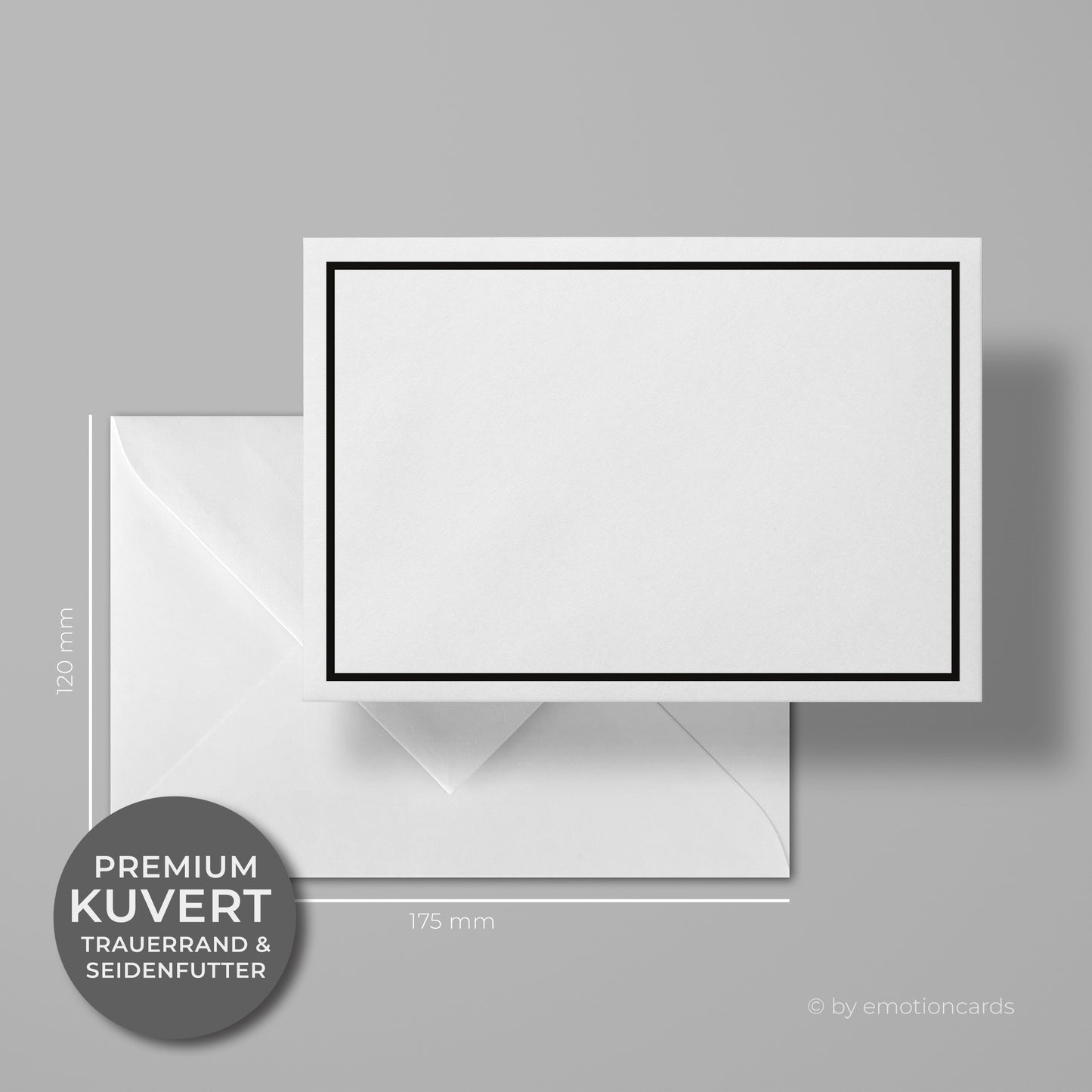Elegante Trauerkarte (Klappkarte) | Beileidskarte | mit Rahmen | Premium-Karton | Inkl. Umschlag | Große Karte (170mm x 115mm)