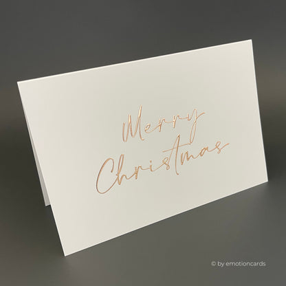 Weihnachtskarte Heißfolie rosé | Merry Christmas modern