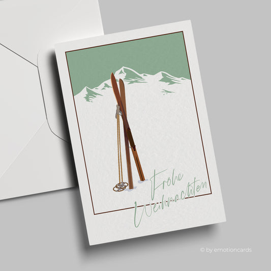 Retro Weihnachtskarte | Skier Alpin-Style St. Moritz 70er