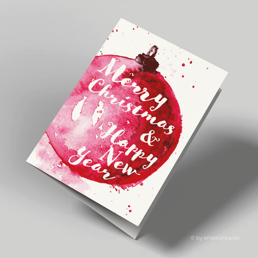 Weihnachtskarte | Christbaumkugel Aquarell rot