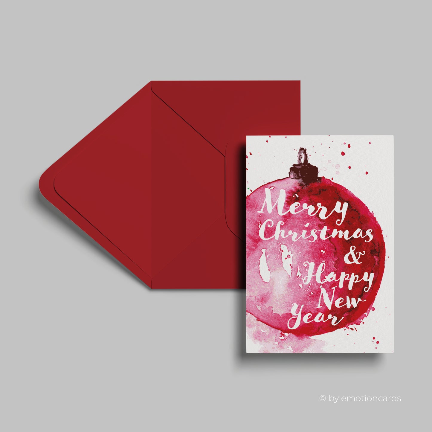 Weihnachtskarte | Christbaumkugel Aquarell rot