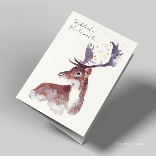 Weihnachtskarte | Hirsch Aquarell künstlerisch