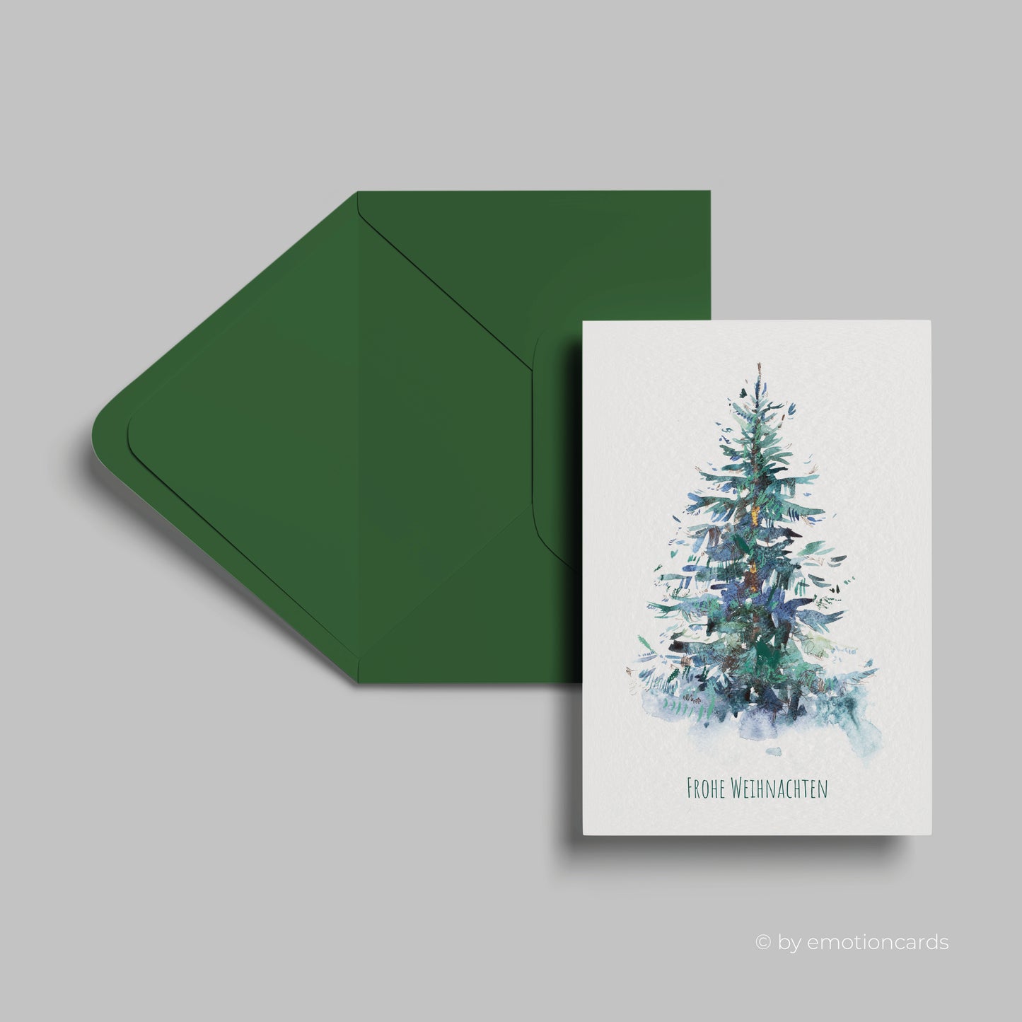Weihnachtskarte | Weihnachtsbaum Aquarell grün blau