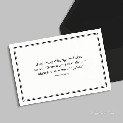 Trauerkarte | Spuren der Liebe "Albert Schweitzer"