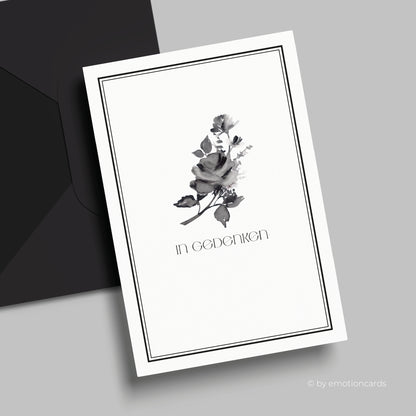 Trauerkarte | In Gedenken - schwarze Rose Aquarell