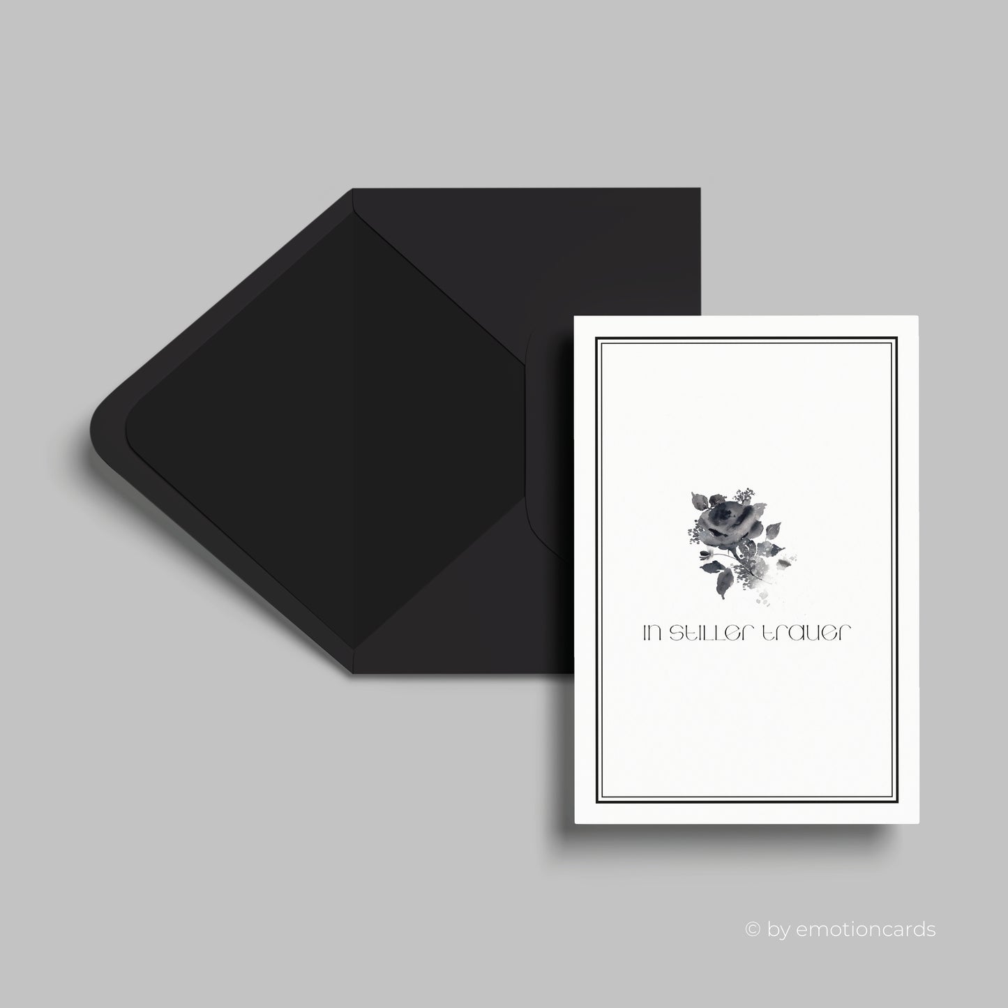 Trauerkarte | In stiller Trauer - schwarze Rose Aquarell